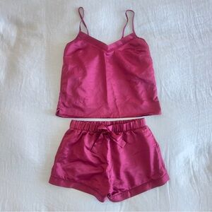 New Look Burgundy Satin Pajama Set Intimates & Sleepwear